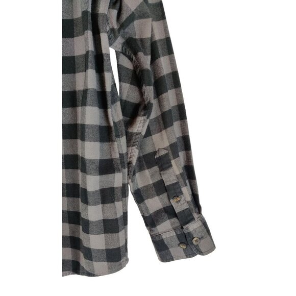 Flannel Shirt by Dickies Gray Black Plaid Cotton Relaxed Fit Sz XL Pockets - Picture 9 of 12